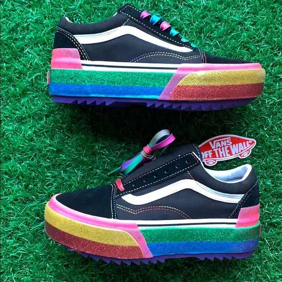 VANS OLD SKOOL STACKED GLITTER BLACK/RAINBOW WMNS - Picture 12 of 16